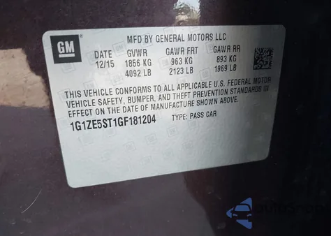 2016 Chevrolet Malibu 1Lt из США, поврежденный, VIN 1G1ZE5ST1GF181204